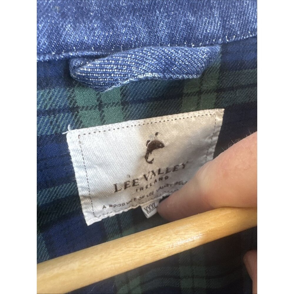 Lee Valley Denim Chore Coat Men 3XL XXXL Blue Jean Jacket Plaid Lined Workwear - Picture 5 of 7
